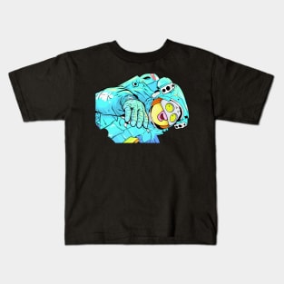 Dope Slluks astronaut guy floating in space illustration Kids T-Shirt